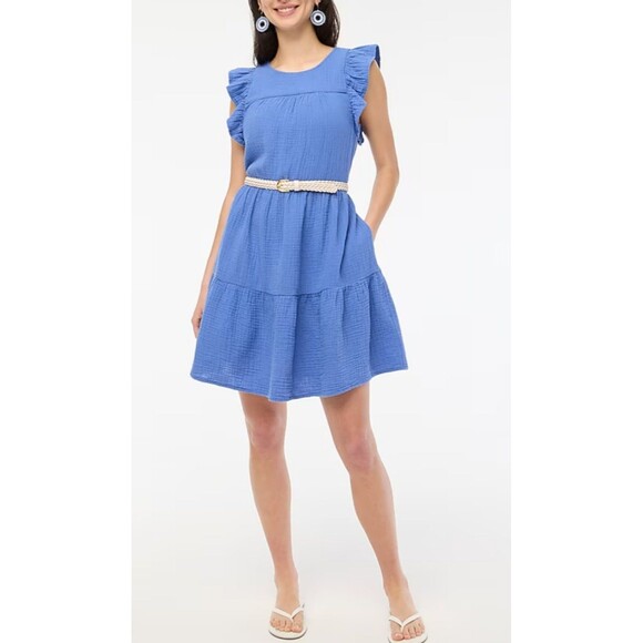 J. Crew Factory Dresses & Skirts - J Crew Mini gauze dress
Size 8 Blue Retail $98